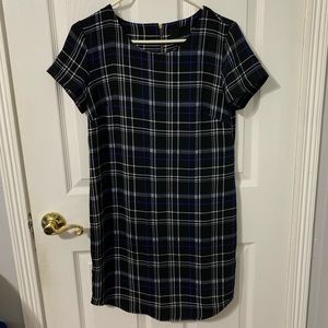 Plaid Short Sleeve Shift Dress